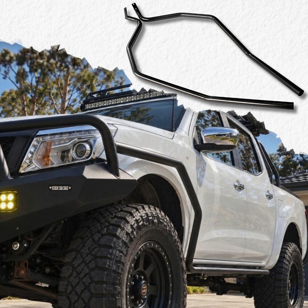 Cobra 4x4 Brush Scrub Bar Side Rails for Angled Rock Slider fits Navara NP300 D23 Bull bars Powder Coated Steel