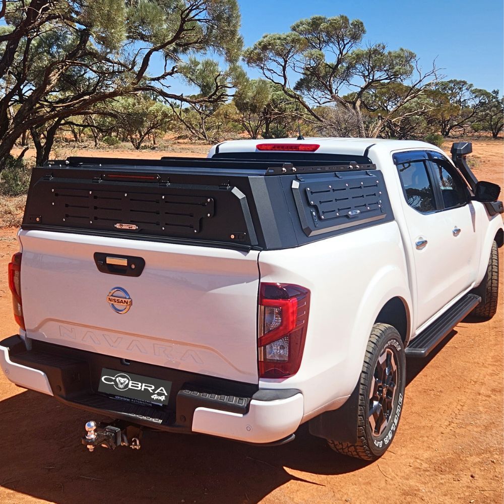 Short Heavy Duty Galvanised Steel Canopy fits Navara NP300 2015 - 2024 Dual Cab Tradie Black Low Rider Profile for Roof Top Tents