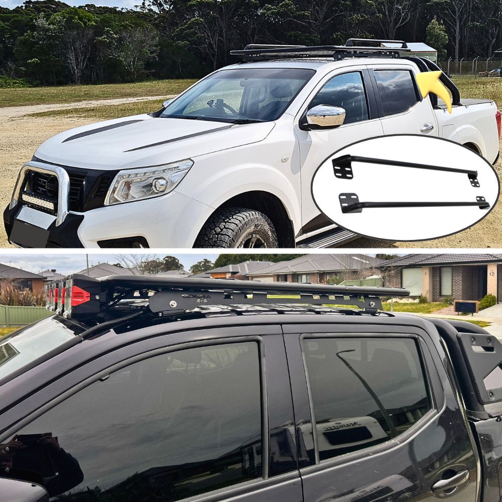 Aluminium Flat Mesh Roof Rack With Removeable Side Rails Suits Nissan Navara NP300 2015 - 2020 D22 D40 Platform Brackets Black Powder Coated