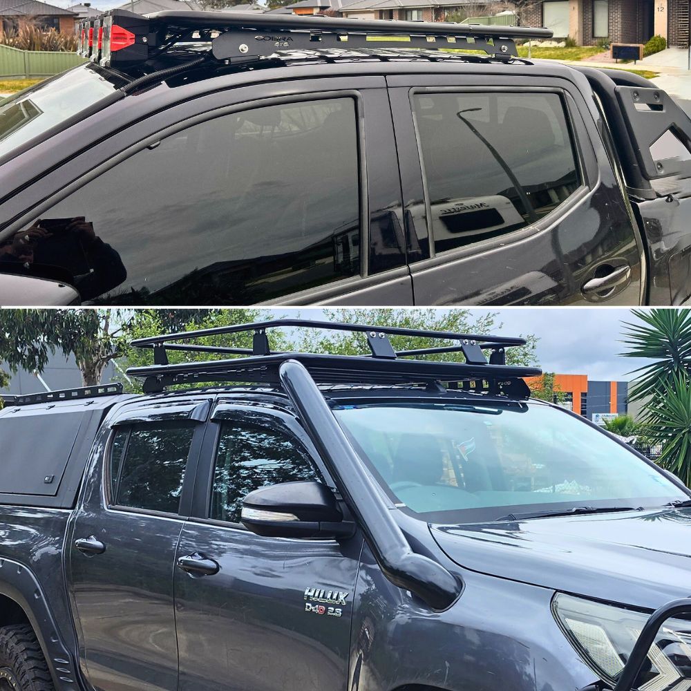 Steel Flat Rack With Cage Extension Suits Nissan Navara NP300 2015 onwards 135x125CM Black Powder Coated Brackets 