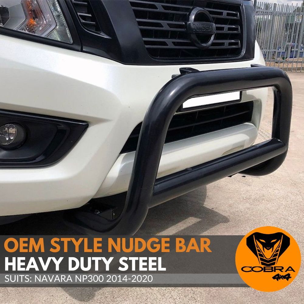 Black Stainless Steel Nudge Bar suits Navara NP300 D23 2015 - 2020 Bull Front Bumper Guard OEM Style 