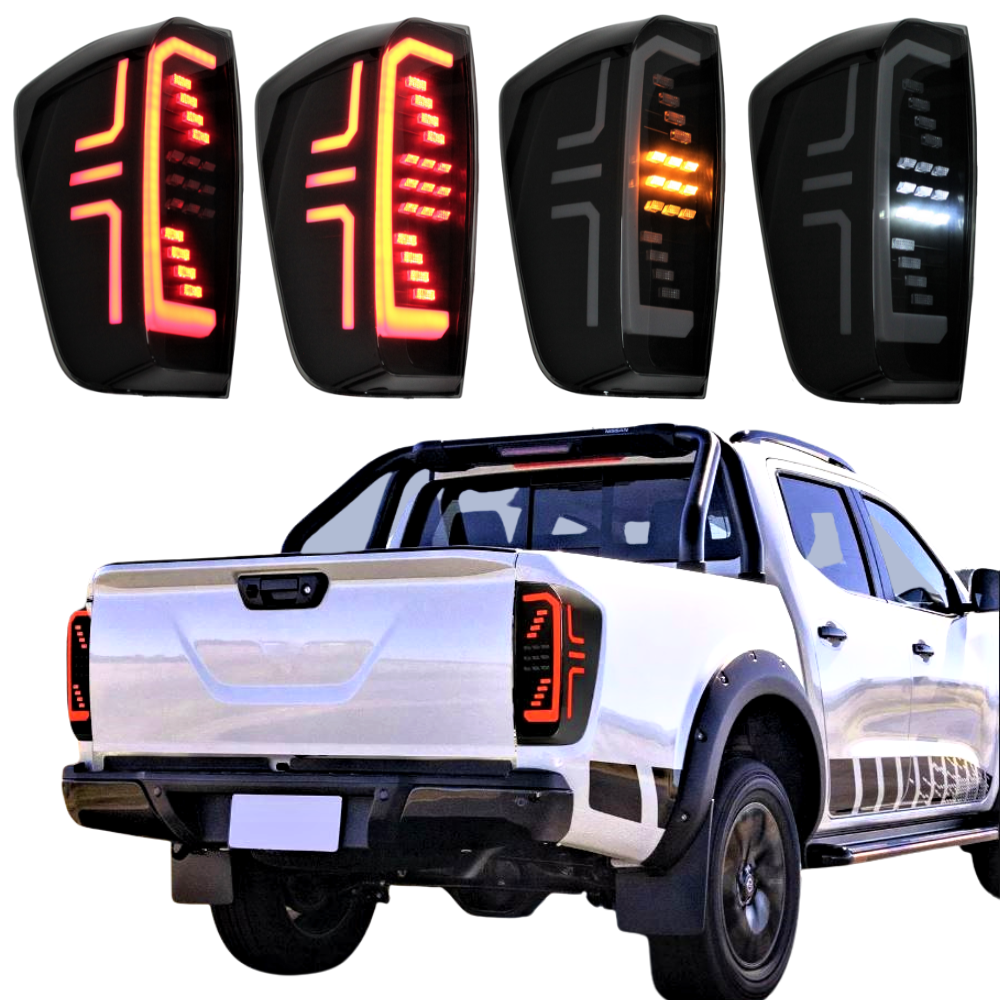 Smoked Black LED Tail Lights V2 Sequential Indicator For Navara NP300 D23 2015 + Taillights Pair