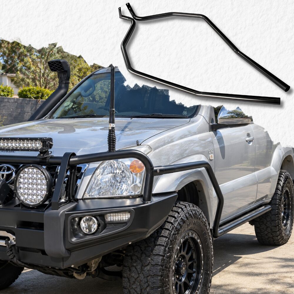 Cobra 4x4 Brush Scrub Bar Side Rails for Angled Rock Slider fits Landcruiser Prado 120 Series Bull bars Powder Coated Steel