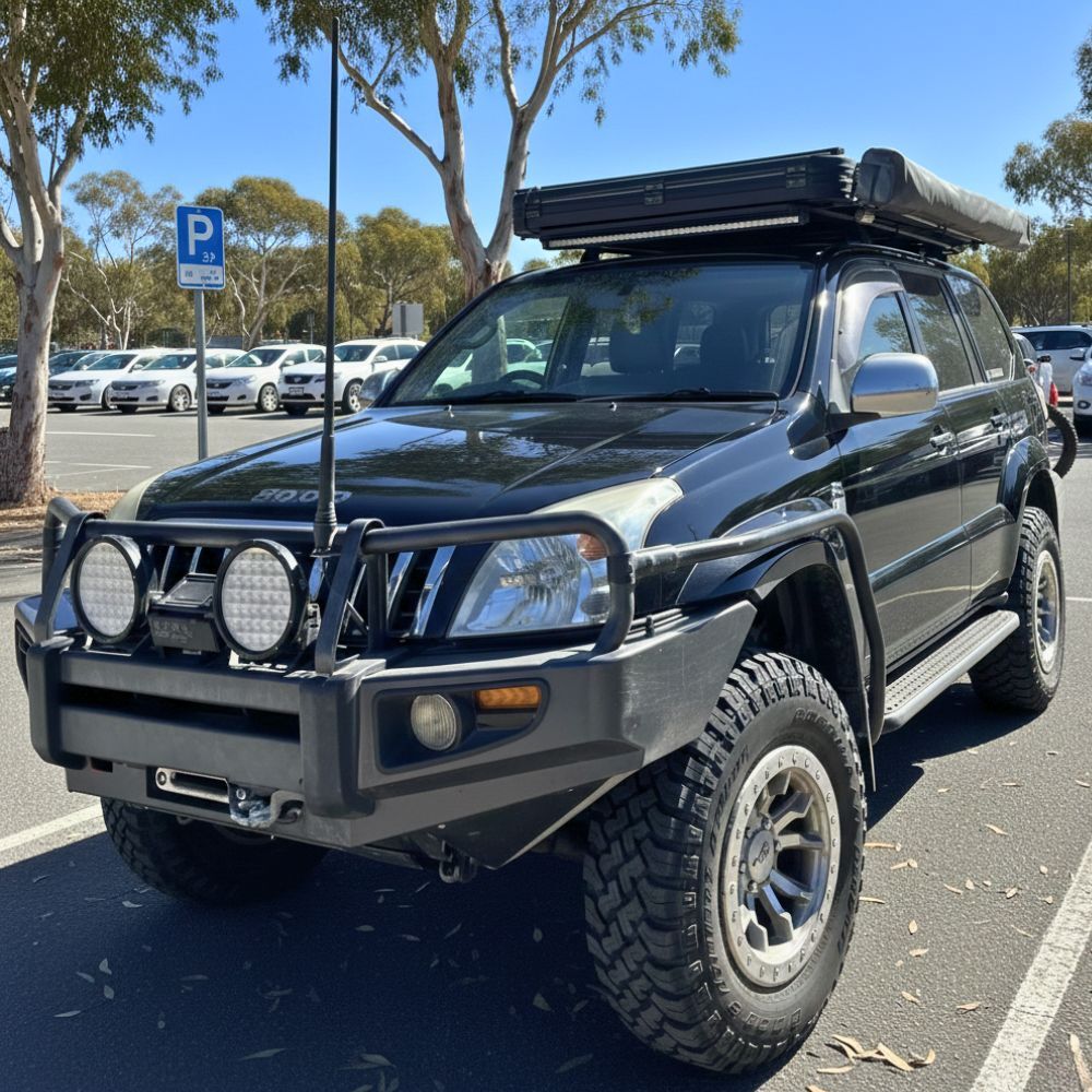 Cobra 4x4 Heavy Duty Rock Sliders Fits Landcruiser Prado 120 Series Side Steps Black Steel
