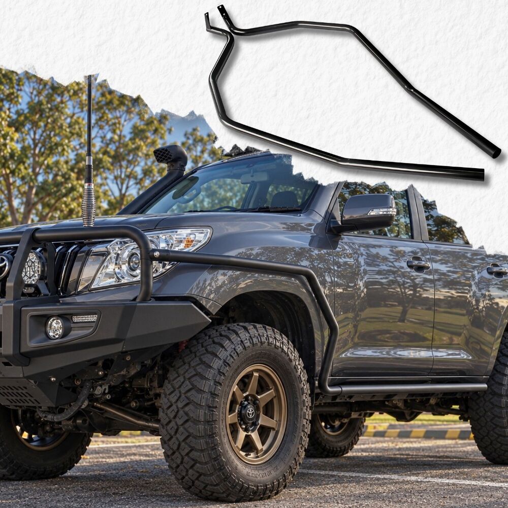 Cobra 4x4 Brush Scrub Bar Side Rails for Angled Rock Slider fits Landcruiser Prado 150 Series Bull bars Powder Coated Steel