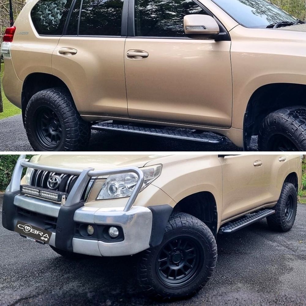 Cobra 4x4 Heavy Duty Rock Sliders Fits Landcruiser Prado 150 Series Side Steps Black Steel