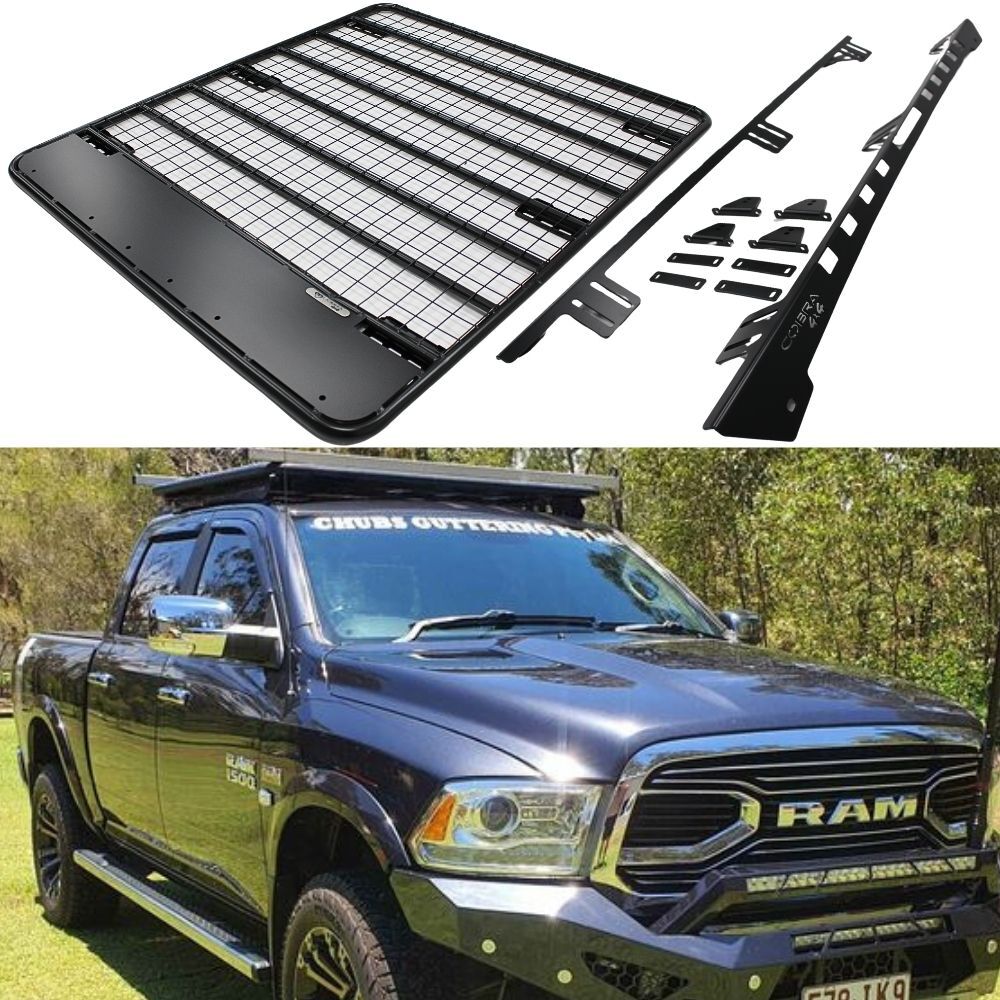 Cobra 4x4 Flat Roof Rack Aluminium Fits RAM 1500 2009 Onwards Platform Steel Brackets