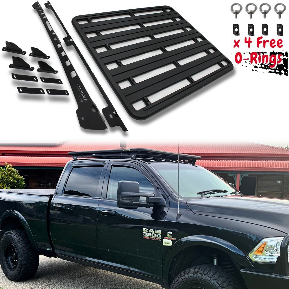 Cobra 4x4 Flat Roof Rack Aluminium Fits RAM 1500 2500 3500 2009 Onwards Platform Steel Brackets