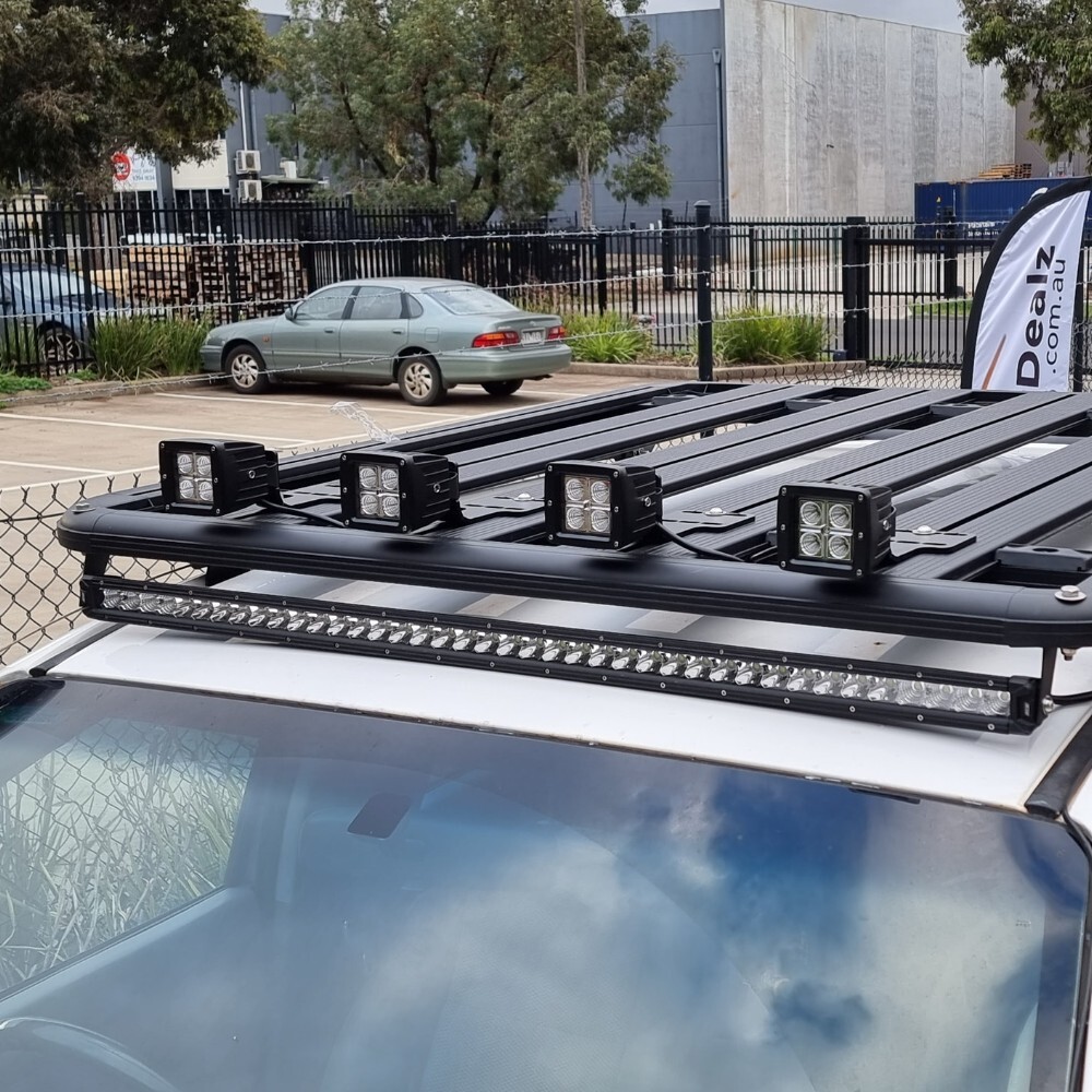 Universal Square LED Work Lights Flat Roof Rack Cage Mounting Brackets 