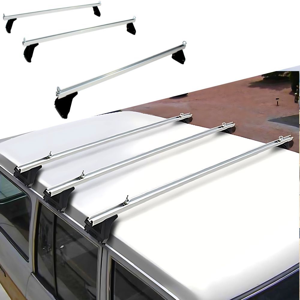 3 x Cross Bars Silver Chrome Aluminium Roof Suits Landcruiser 80 76 79 Series Patrol GU Jeep JK JL Defender Jimny