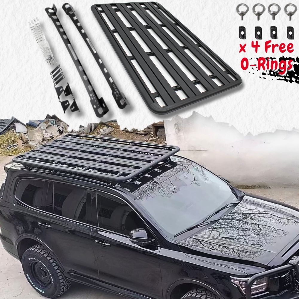 Aluminium Flat Roof Rack Fits GWM Tank 500 2024 Onwards T500 220cm x 125cm Mounts Tradie Black Platform