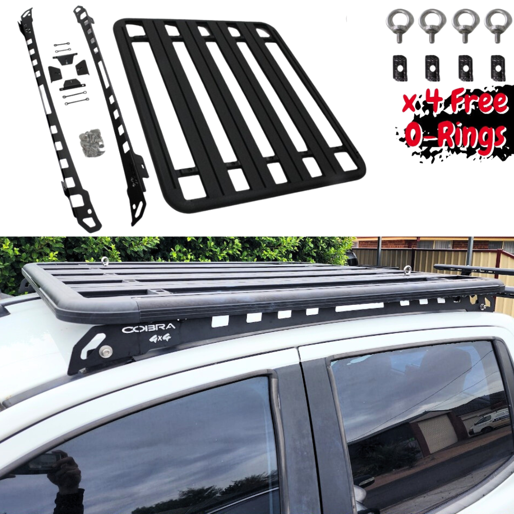 Cobra 4x4 Flat Roof Rack Aluminium Platform Steel Brackets Fits Ranger PX1 PX2 PX3 2012 onwards BT50