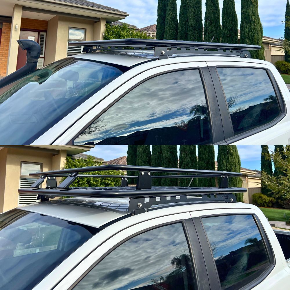 Aluminium Flat Rack With Cage Extension Suits Ranger PX1 PX2 PX3 2012 - 2022 BT50 135 x 125cm Platform Brackets Black Powder Coated