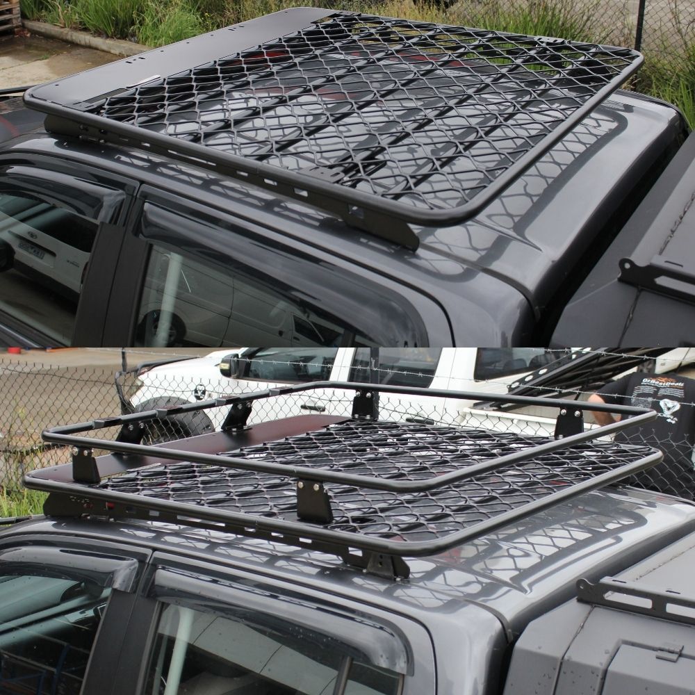 Steel Flat Rack With Cage Extension Suits Ranger PX1 PX2 PX3 2012 - 2022 BT50 135 x 125CM Platform Brackets Black Powder Coated