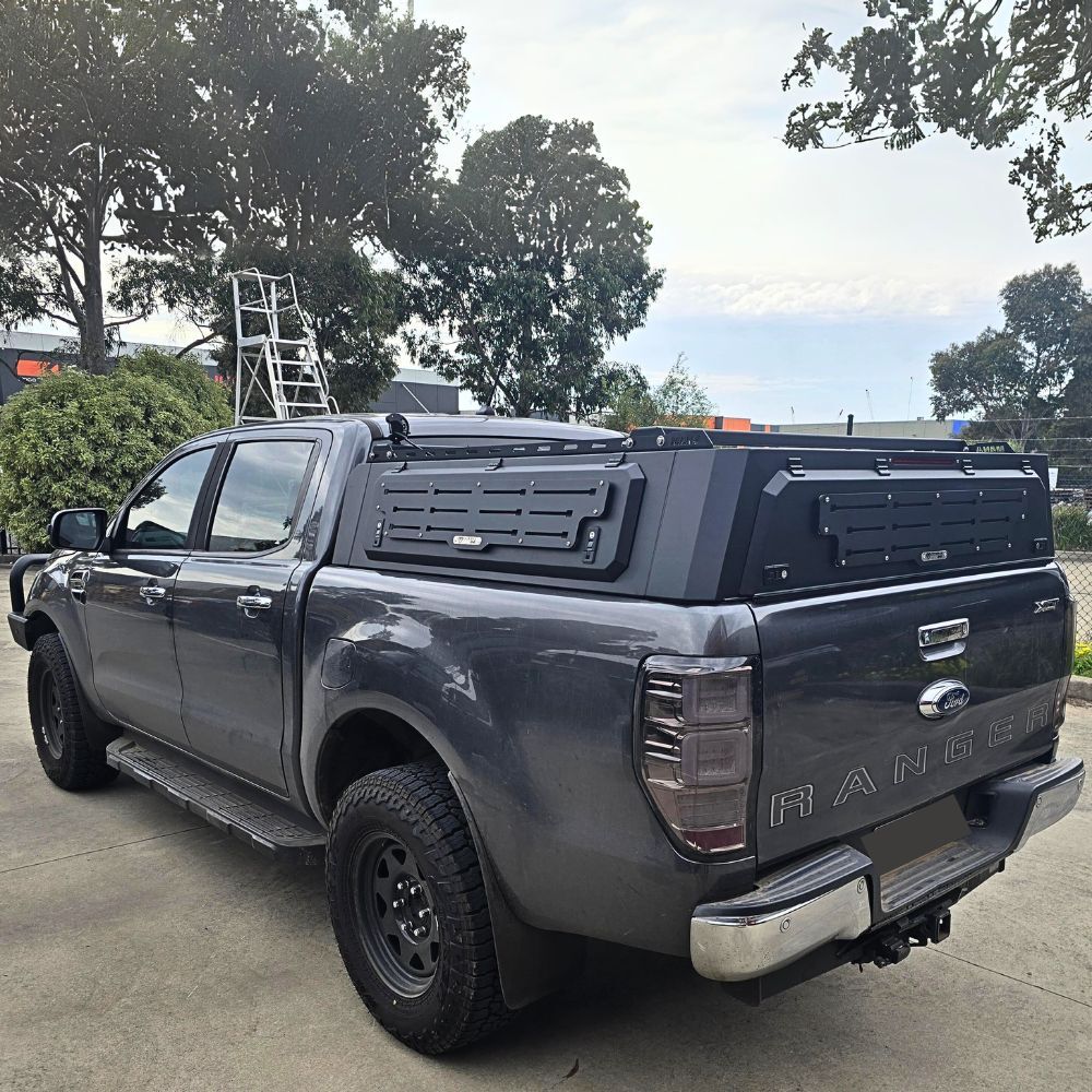 Short Heavy Duty Galvanised Steel Canopy fits Ford Ranger PX1 PX2 PX3 2011 - 2021 BT50 Dual Cab Tradie Black Low Rider Profile for Roof Top Tents 
