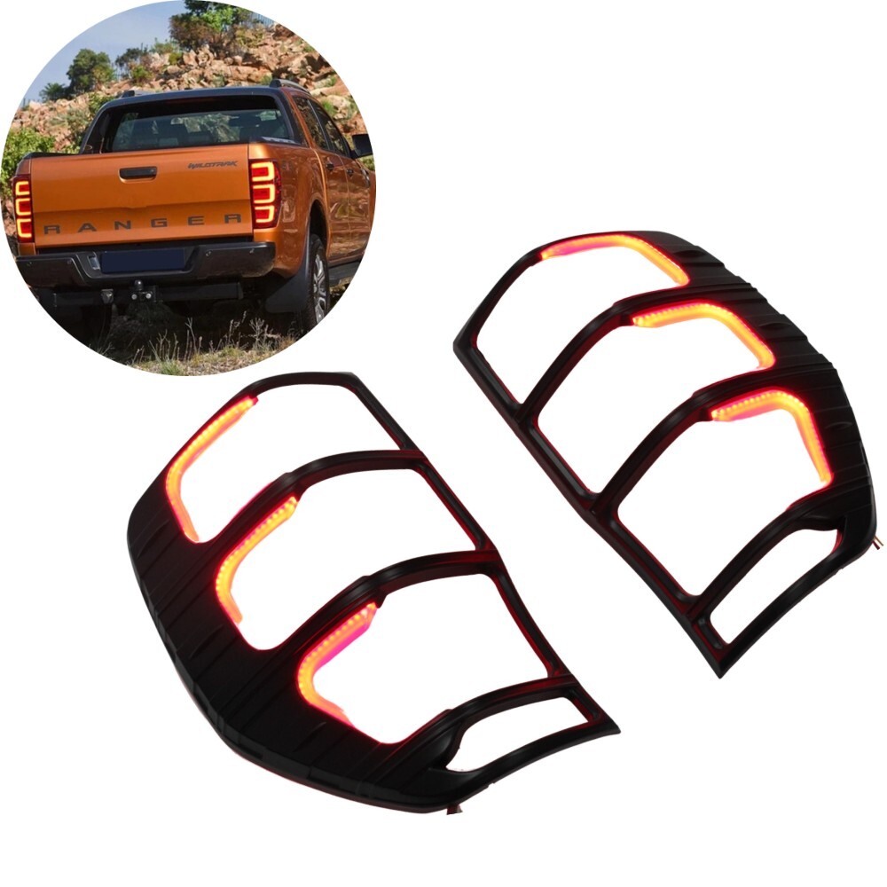 Matte Black LED Tail Rear Light Trim Cover Protector Suits Ford Ranger PX1 PX2 PX3 2012-2020 Matt