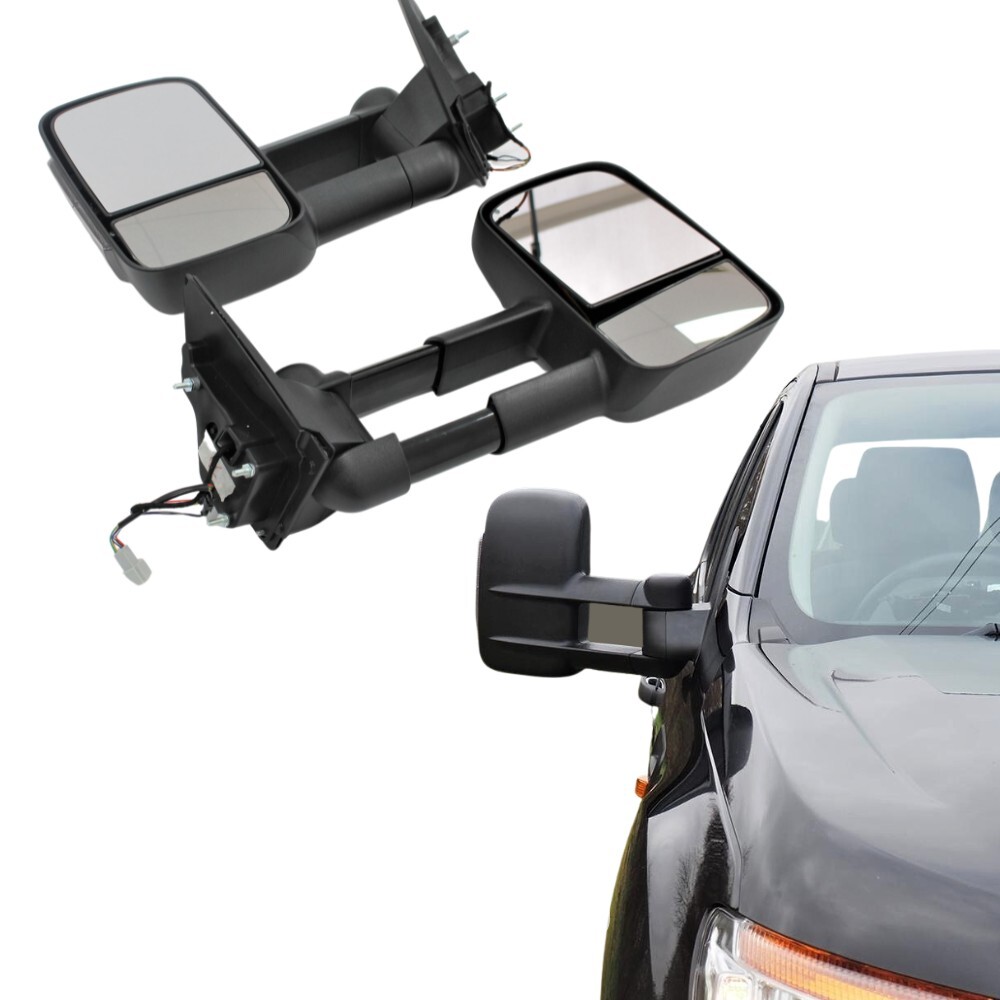 Extendable Towing Mirrors suit Ranger PX PX2 PX3 2012 - 2021 Black Electric LED Indicators Caravan Everest