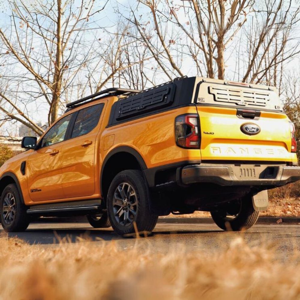 Short Heavy Duty Galvanised Steel Canopy fits Ford Ranger Next Gen 2022 Onwards Dual Cab Tradie Black Low Rider Profile for Roof Rop Tents 