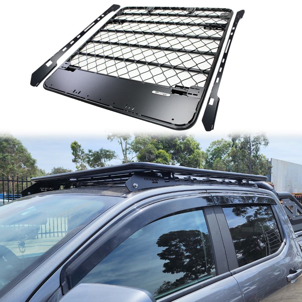 Aluminium Flat Roof Rack Platform Suits Ranger Next Gen 2022 Onwards Dual Cab Brackets Black Powder Coated