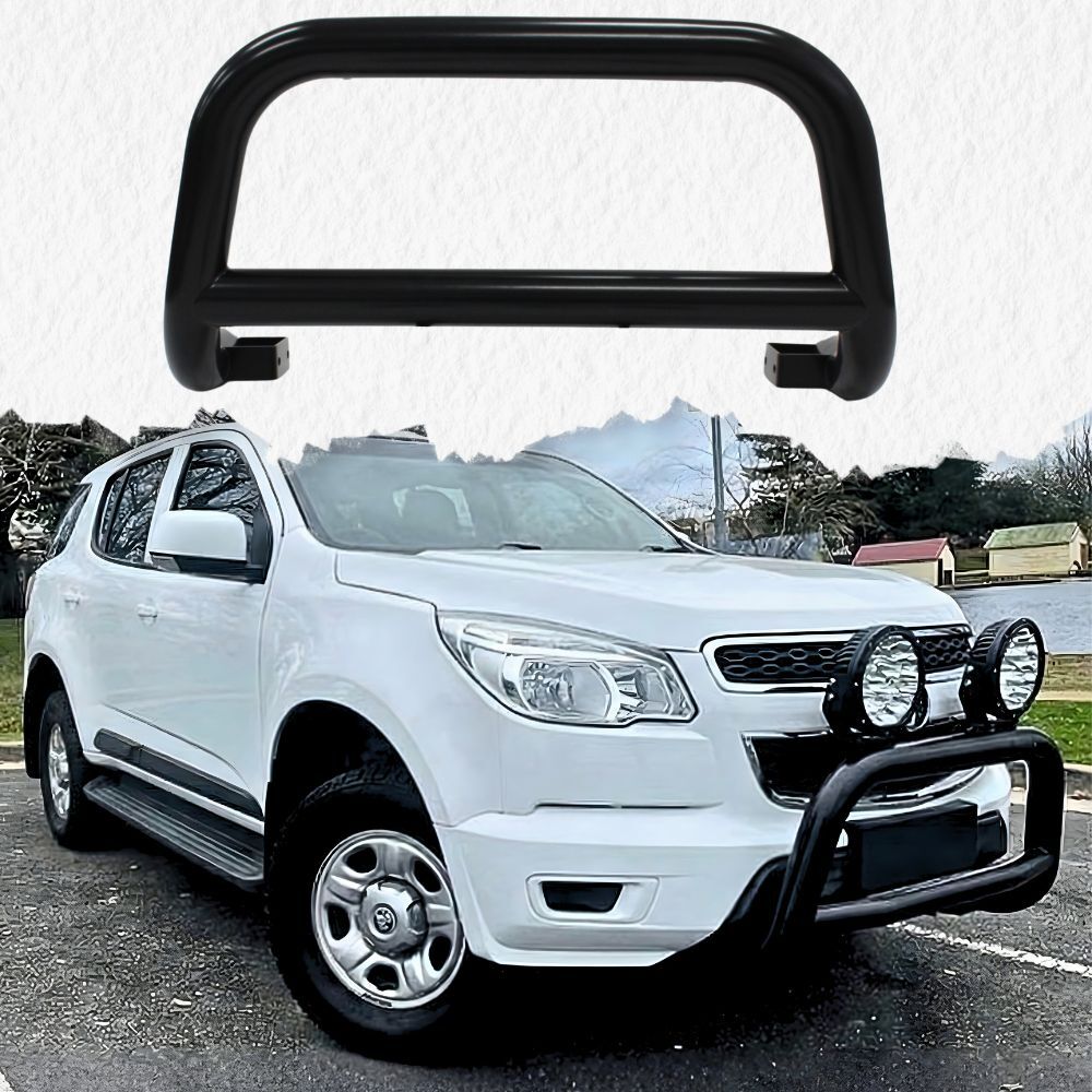 Black Stainless Steel Nudge Bar suits Holden Colorado 7 Trailblazer 2012 - 2021 Bull Front Bumper Guard OEM Style