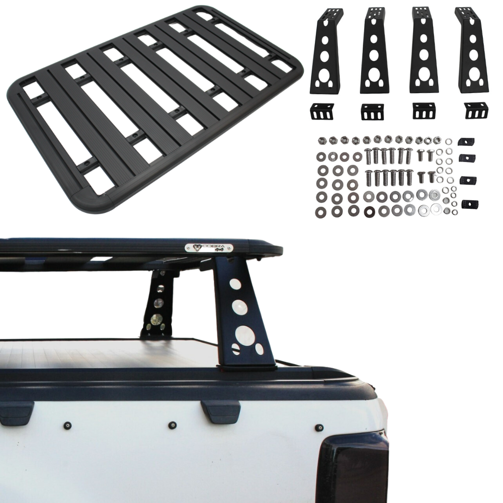 Universal Aluminium Tub & Roller Shutter Rack 85X142 cm Fits Ranger Hilux Triton Navara BT50 Steel Brackets  [Bracket Height: 30cm High]