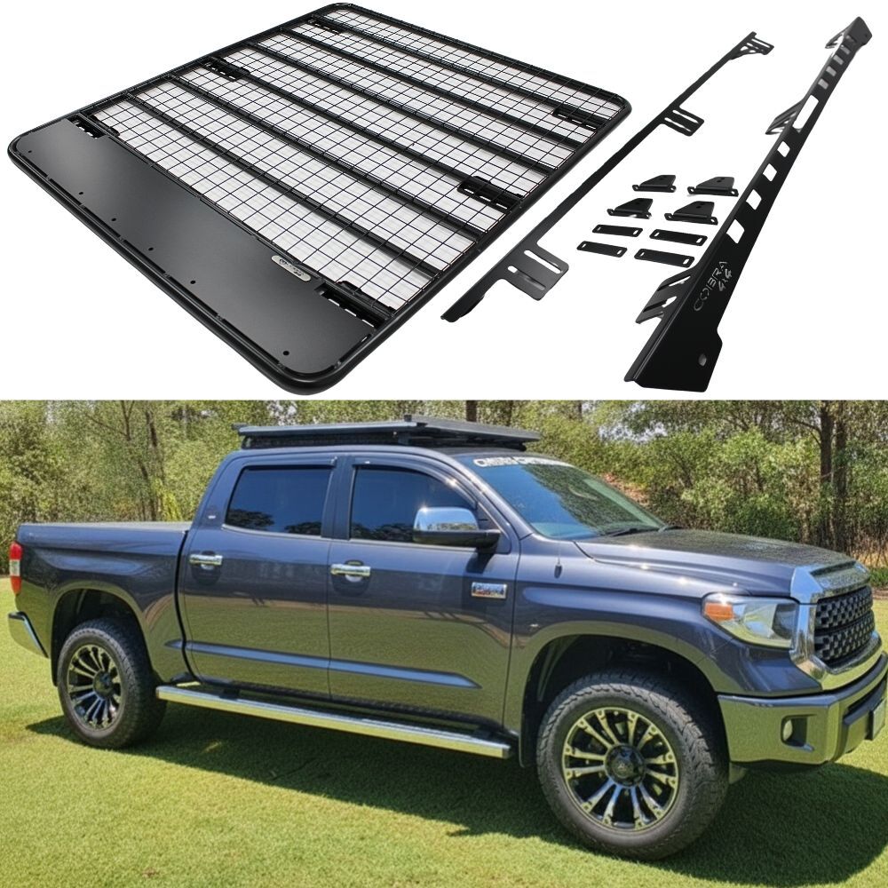 Flat Steel Roof Rack Suits Toyota Tundra 160 x 135CM Black Powder Coated