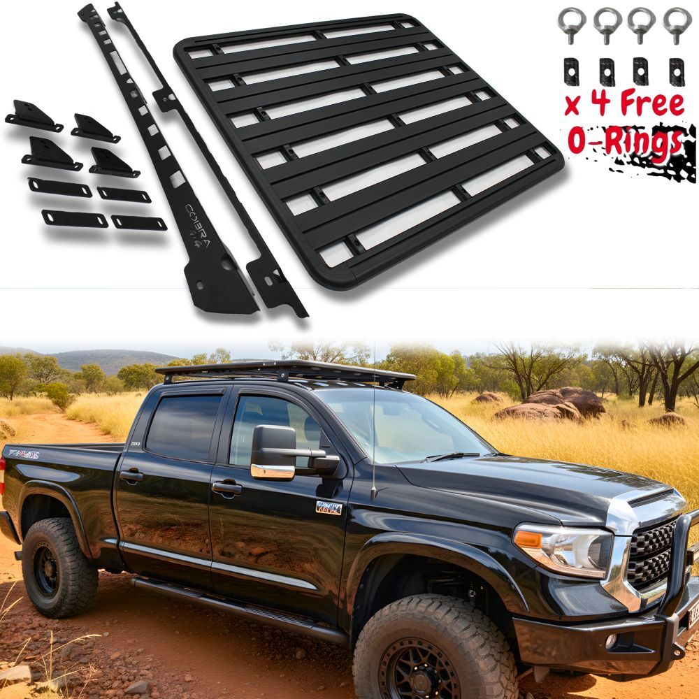 Cobra 4x4 Flat Roof Rack Aluminium Fits Toyota Tundra 2012 - 2025 + Platform Steel Brackets