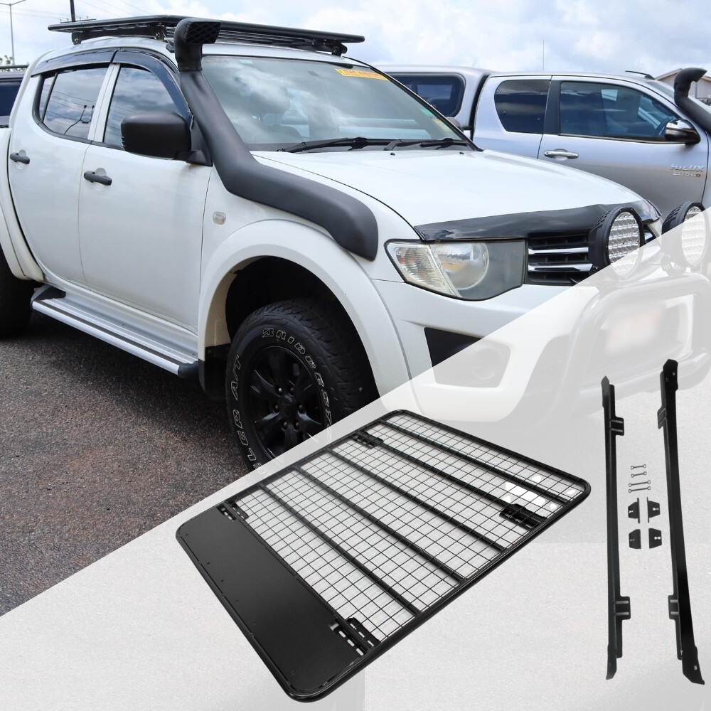 Flat Roof Rack Suits Dual cab Mitsubishi Triton MN ML MQ MR 2006-2020 135CM Black Powder Coated Steel