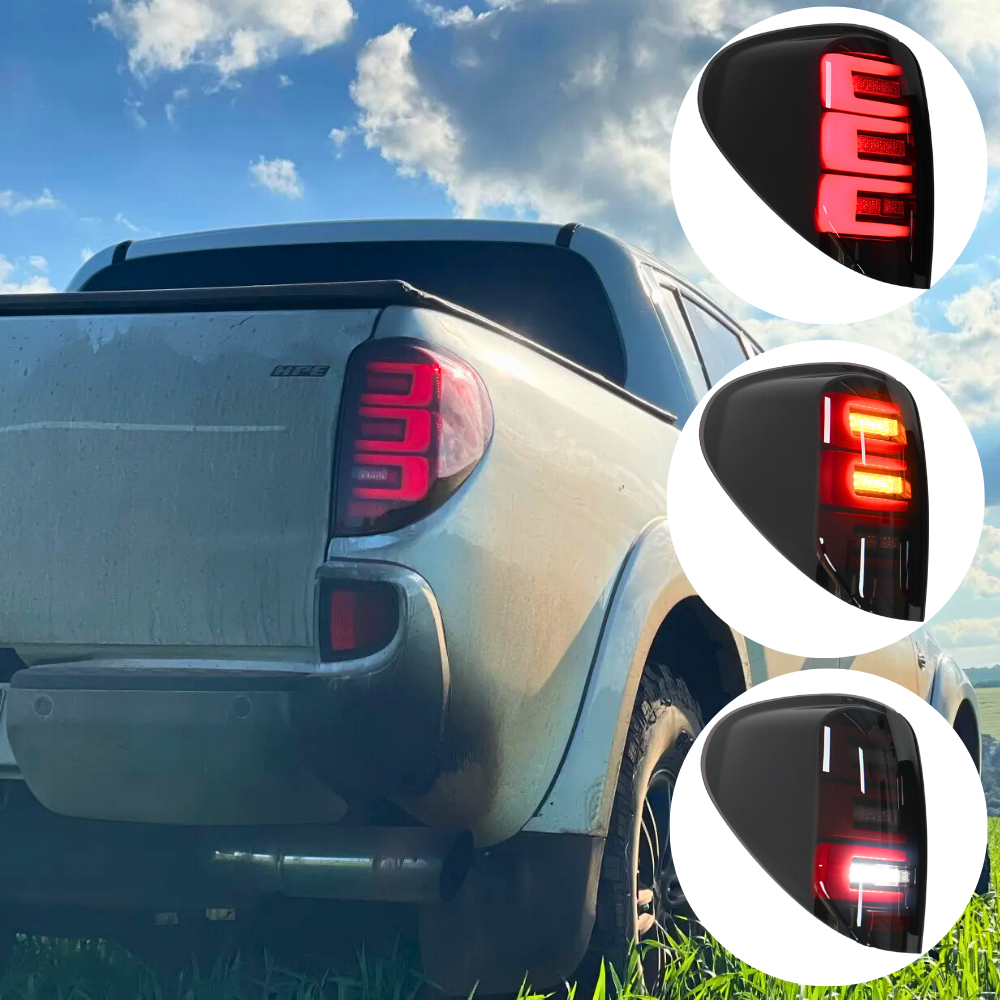 Smoked Black LED Tail Lights for Mitsubishi Triton MN ML 2006 - 2014 Taillights Pair