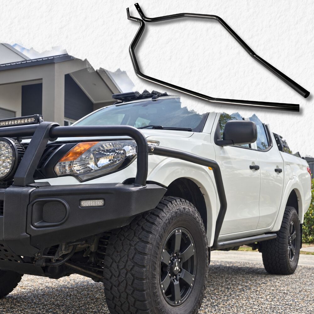 Cobra 4x4 Brush Scrub Bar Side Rails for Angled Rock Slider fits Triton MQ MR 2015 - 2023 Bull bars Powder Coated Steel