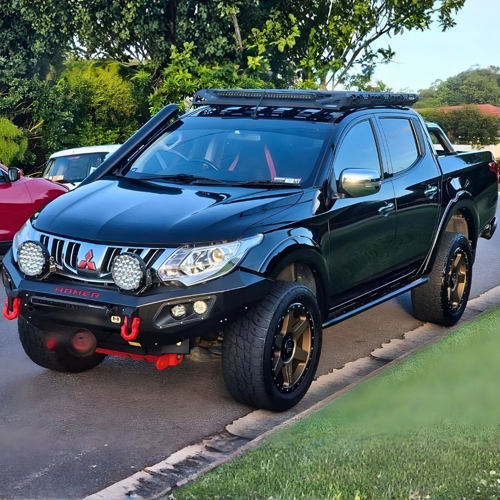 Cobra 4x4 Heavy Duty Angled Rock Sliders Fits Triton MQ MR 2015 - 2023 Side Steps Black Steel