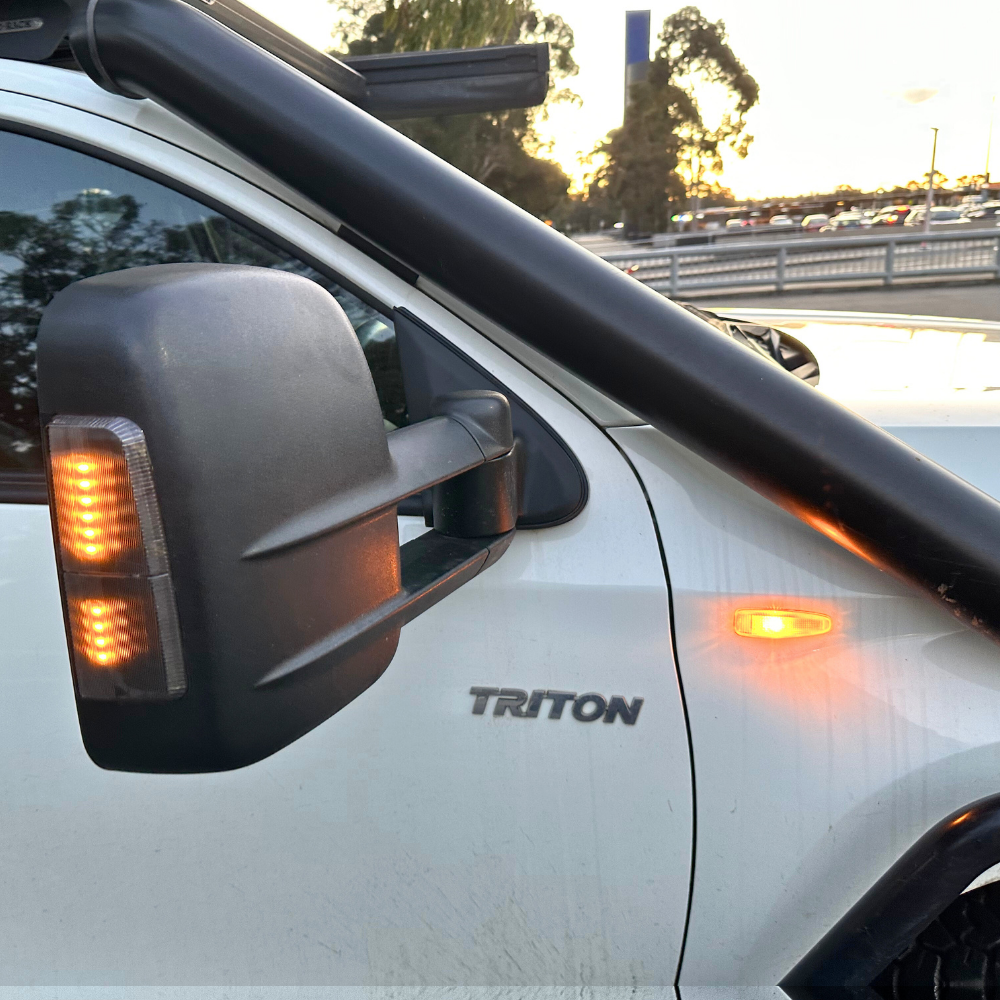 Extendable Towing Mirrors suit Triton MQ MR 2015 - 2022 Black Electric LED Indicators Caravan Trailer