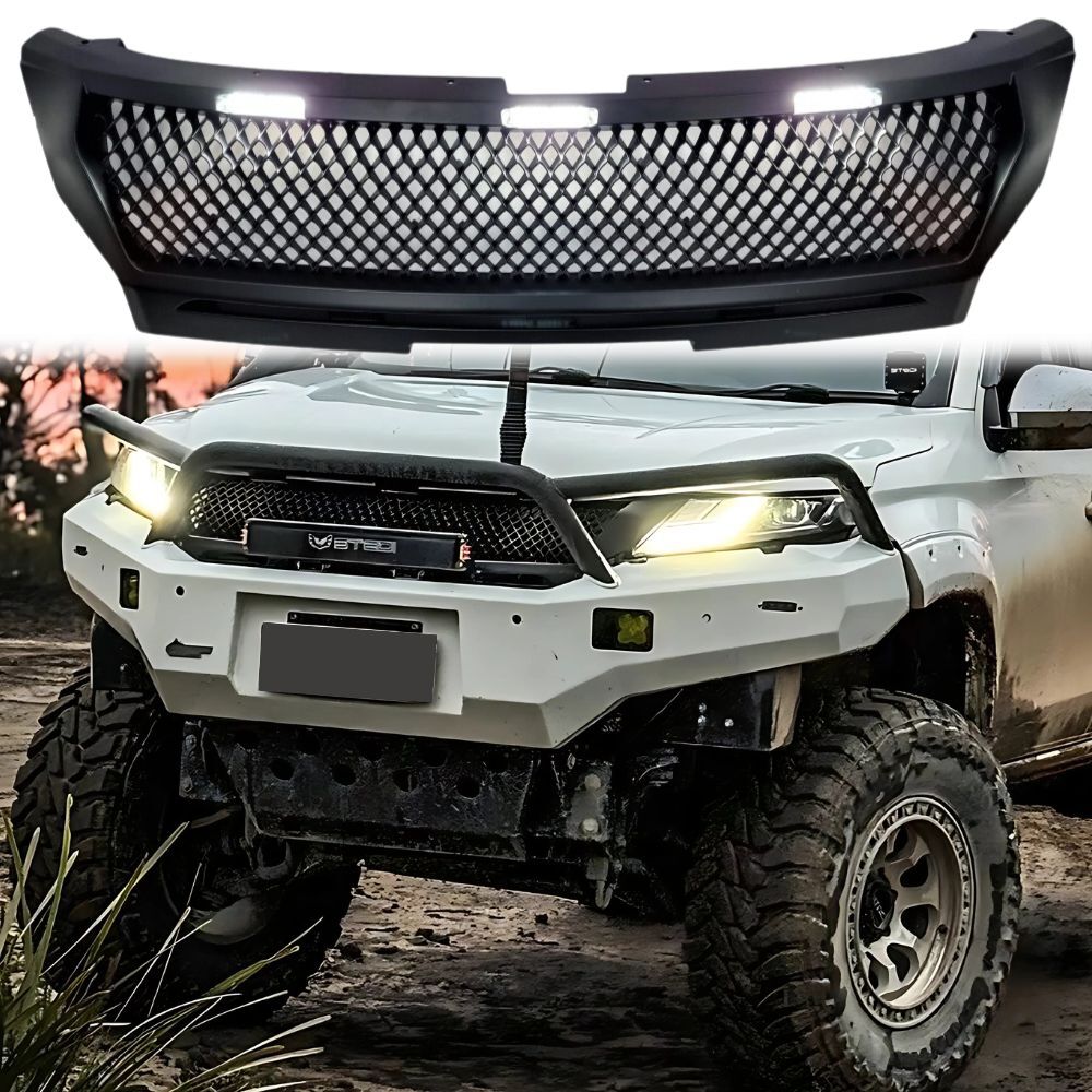 Front Bumper Mesh Style Grill LED fits Mitsubishi Triton MR 2019 2020 2021 2022 Matte black