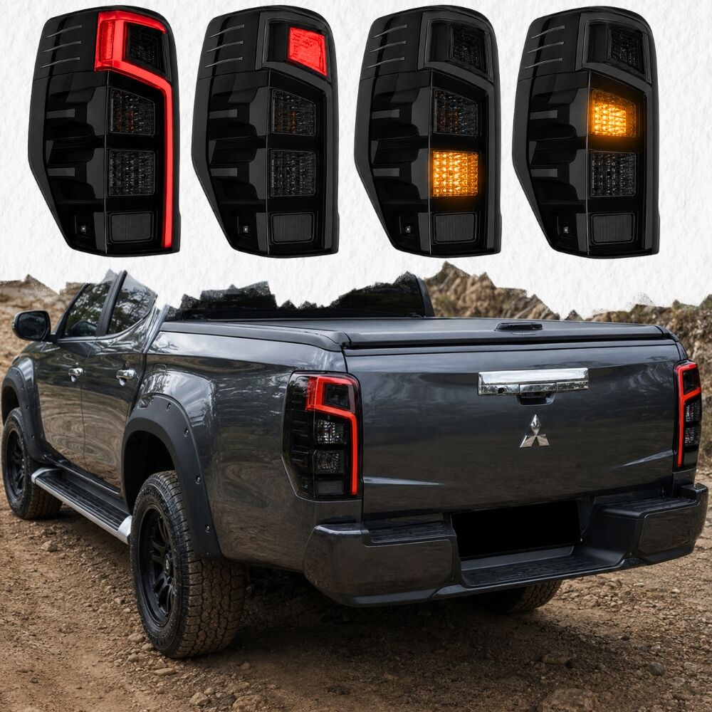 Smoked Black Tail Lights LED V1 for Mitsubishi Triton MR 2018 Onwards Taillights Pair