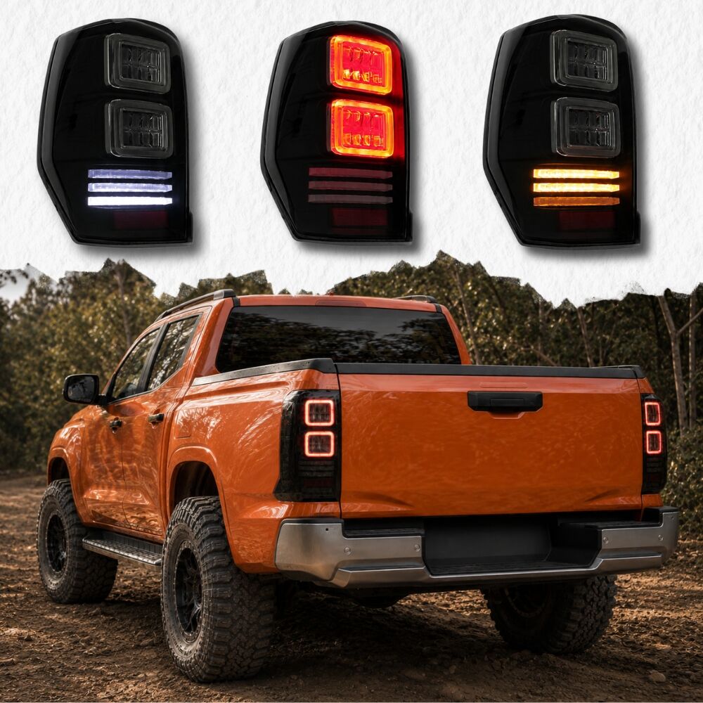 Smoked Black Tail Lights LED V2 Sequential Indicator for Mitsubishi Triton MR 2018 Onwards Taillights Pair
