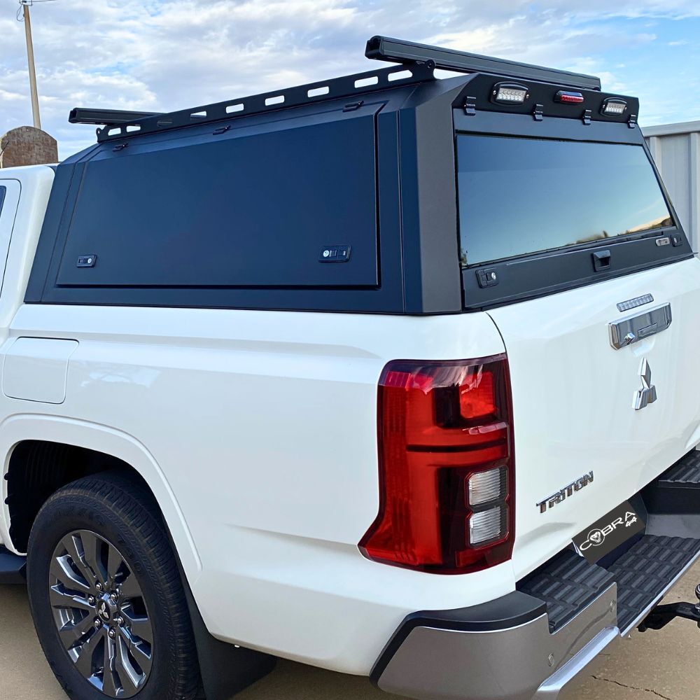 Cobra 4x4 Gen 3 Aluminium UTE Tub Canopy fits Mitsubishi Triton MV 2024 Onwards Tradie Black Aluminum Heavy Duty
