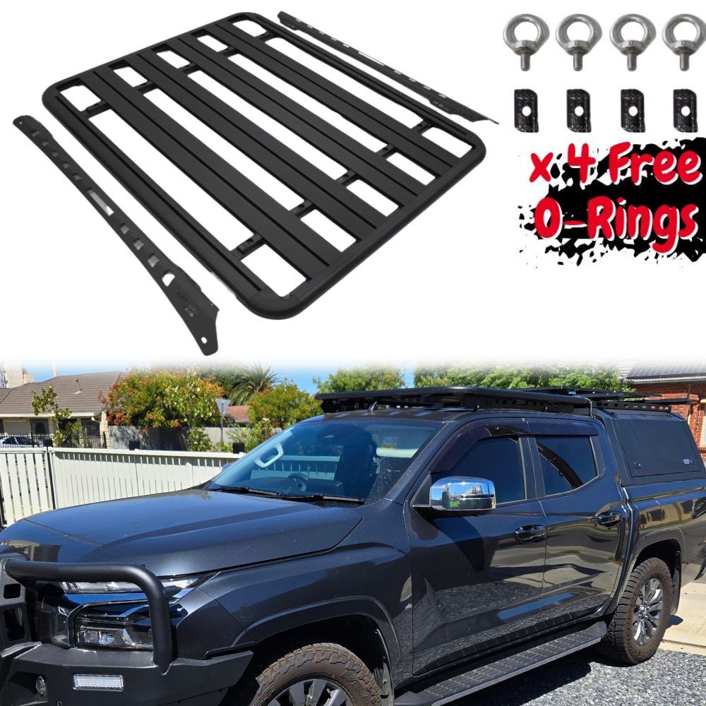 Cobra 4x4 Flat Roof Rack Aluminium Fits Mitsubishi Triton MV 2024 Onwards Models Platform Steel Brackets