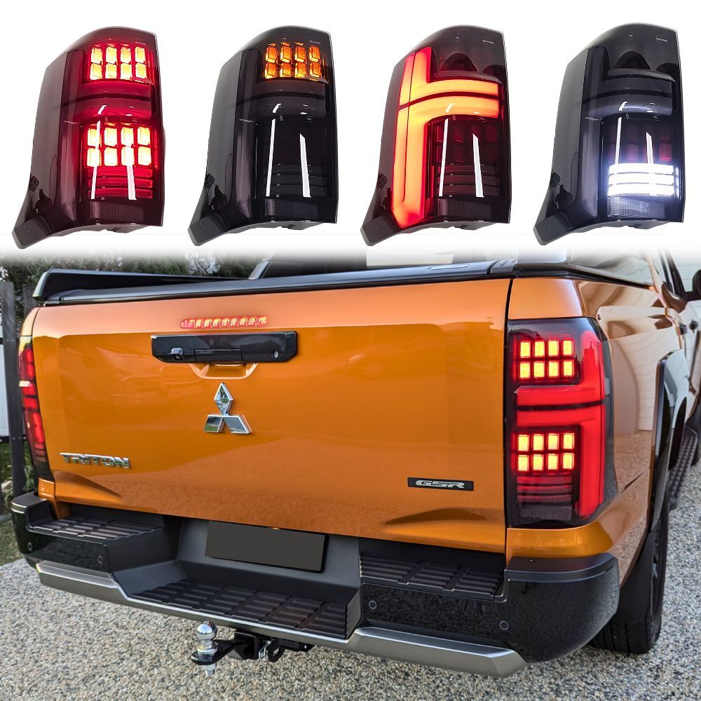 Smoked Black LED Tail Lights Sequential for Mitsubishi Triton MV 2024 Onwards Taillights Pair