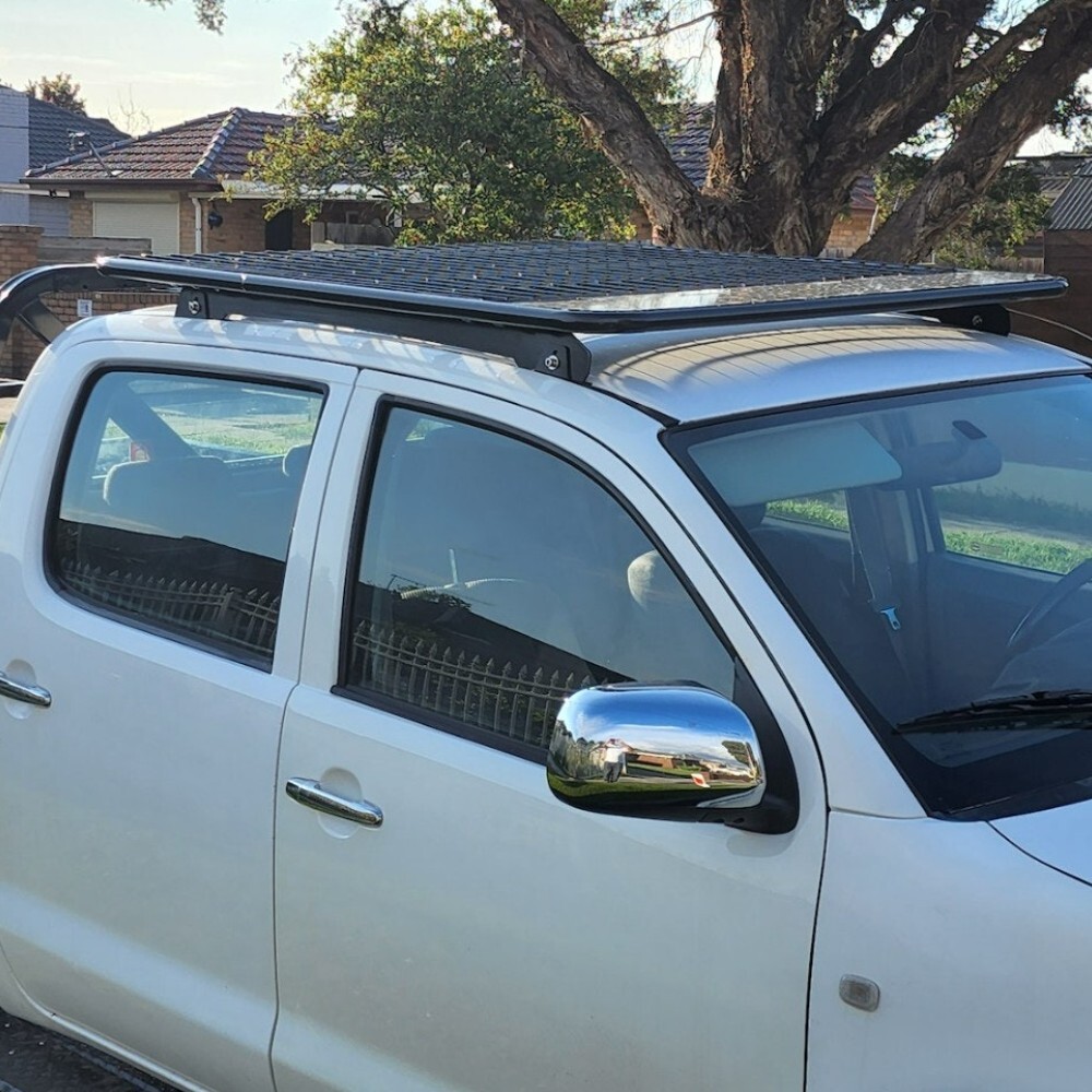 Flat Roof Rack Suits Dual cab Ranger BT50 Hilux NP300 DMAX Amarok 135CM Black Powder Coated Steel Universal