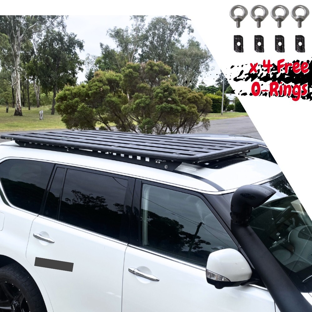 Aluminium Flat Roof Rack Cage Fits Nissan Patrol Y62 4DR 4WD 2012 - 2023 220cm x 142cm Tradie Black