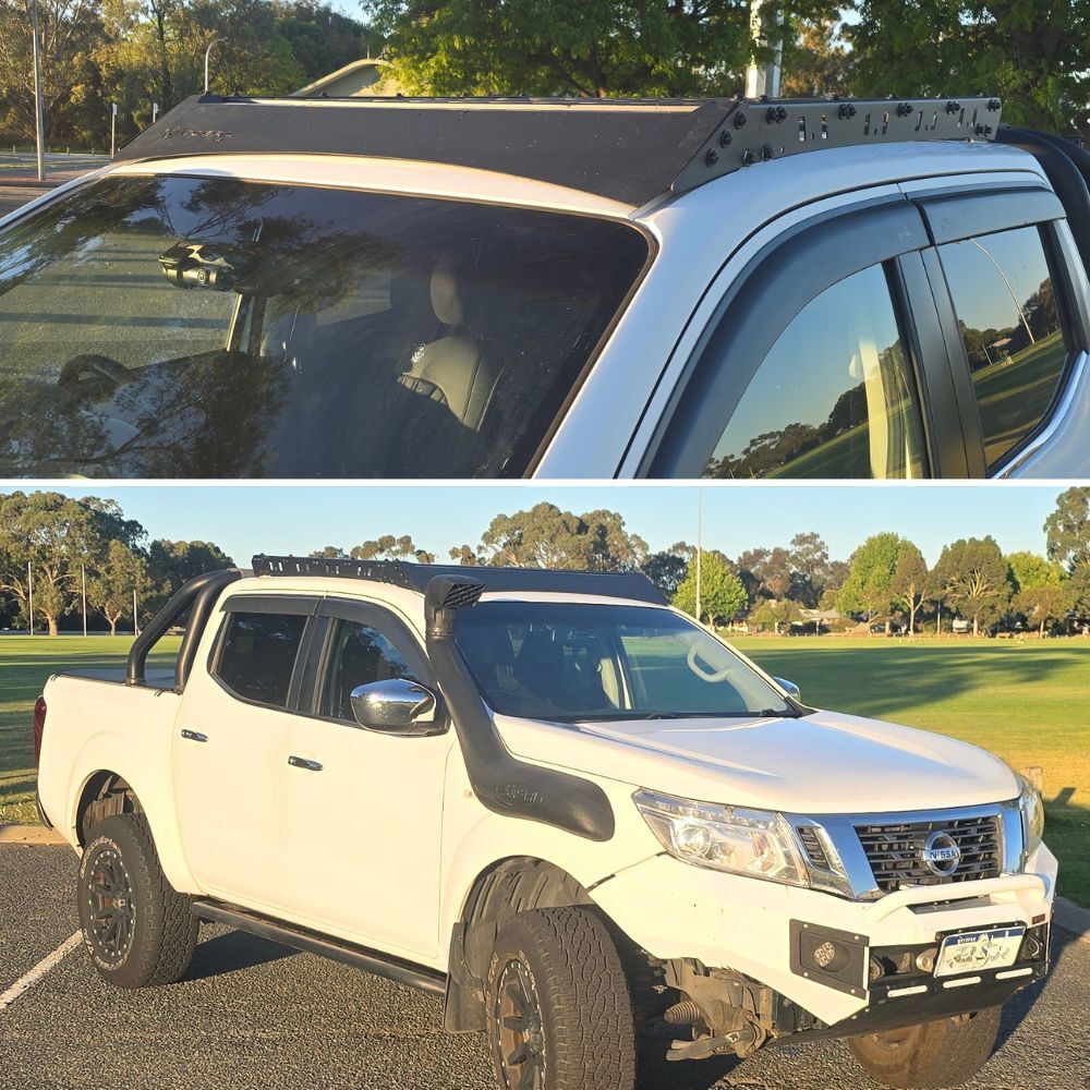 Shark Style Roof Rails & Cross Bars For Nissan Frontier NP300 2005-2015 – 4-Piece Set, Aluminum, Adjustable