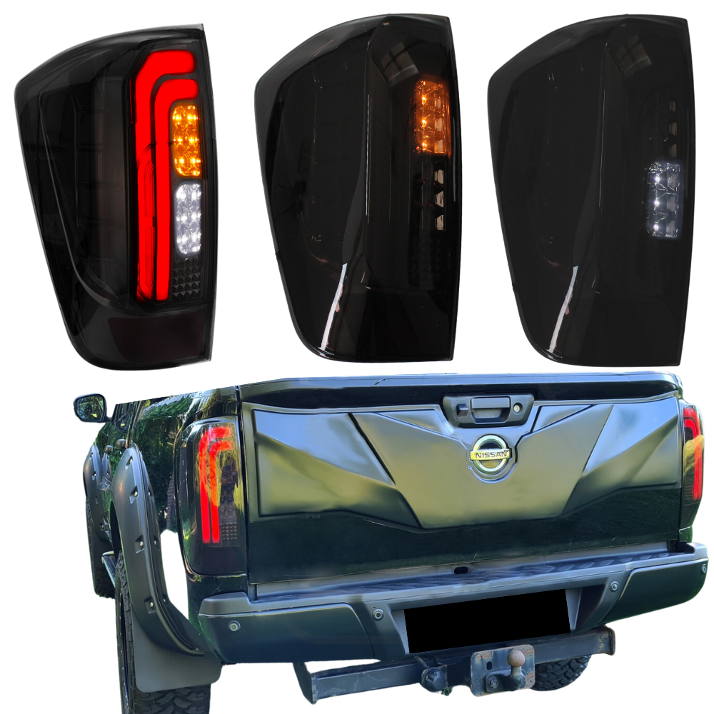 Smoked Black LED Tail Lights V1 For Navara NP300 D23 2015+ Taillights Pair