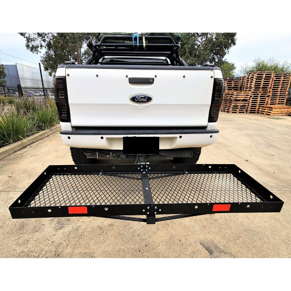 Flat Tow Hitch Cargo Rack Foldable Black Powder Coated Steel Tow Bar