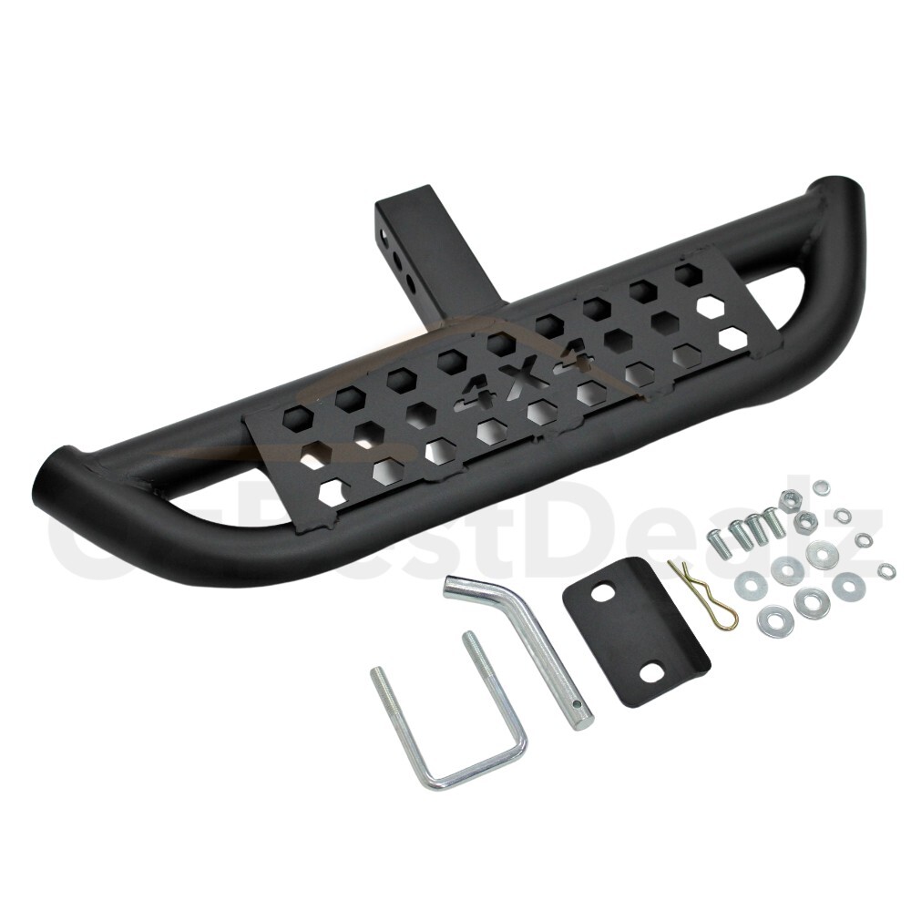 Heavy Duty Rear Tow Hitch Step Up Ladder Platform 4x4 Tub Black Powder