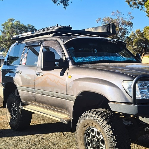 Aluminium Flat Roof Rack Cage Fits Landcruiser 100 Series 4WD 1998 2007 220cm x 142cm Mounts Tradi
