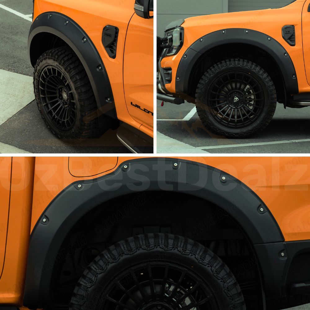 Matte Black PS Style T9 Fender Flares Suits Ford Ranger Next Gen 2022 +  MY22 Dual Cab