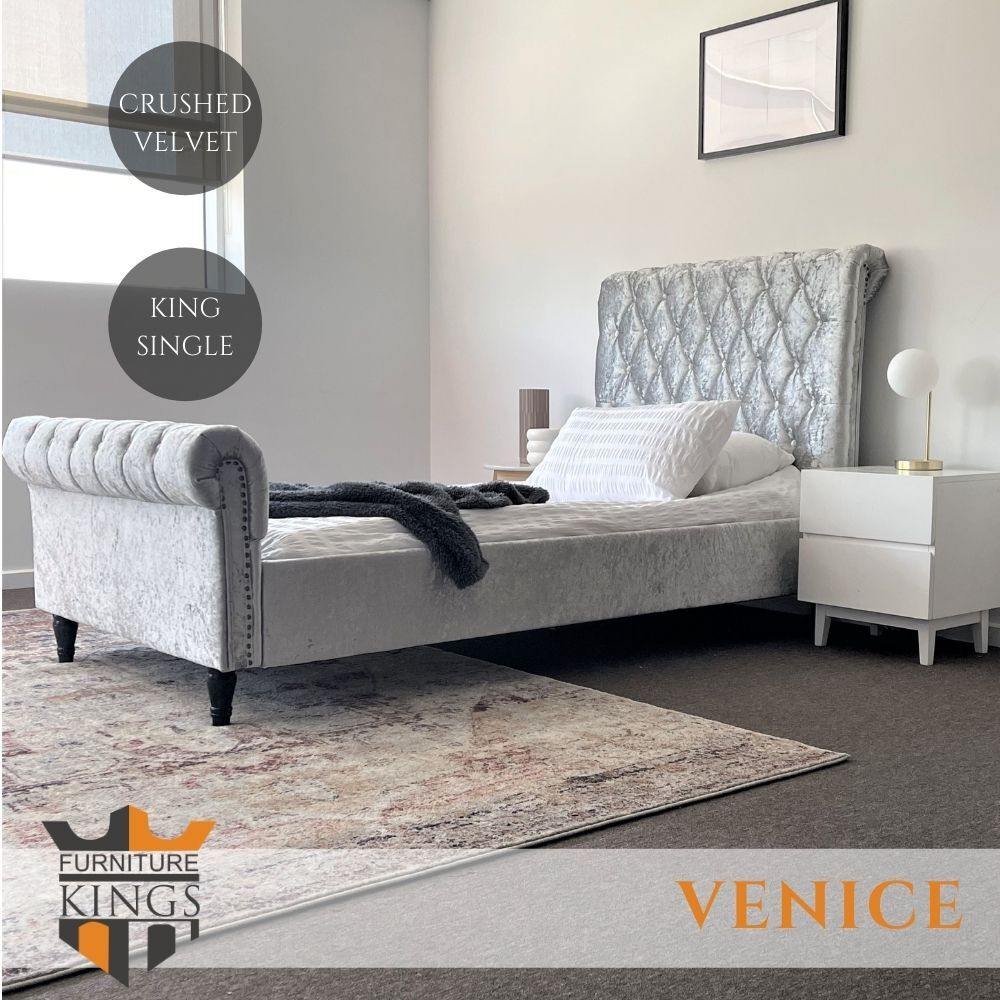 Venice Single Size Silver Grey Luxury, Queen Size Silver Bed Frame