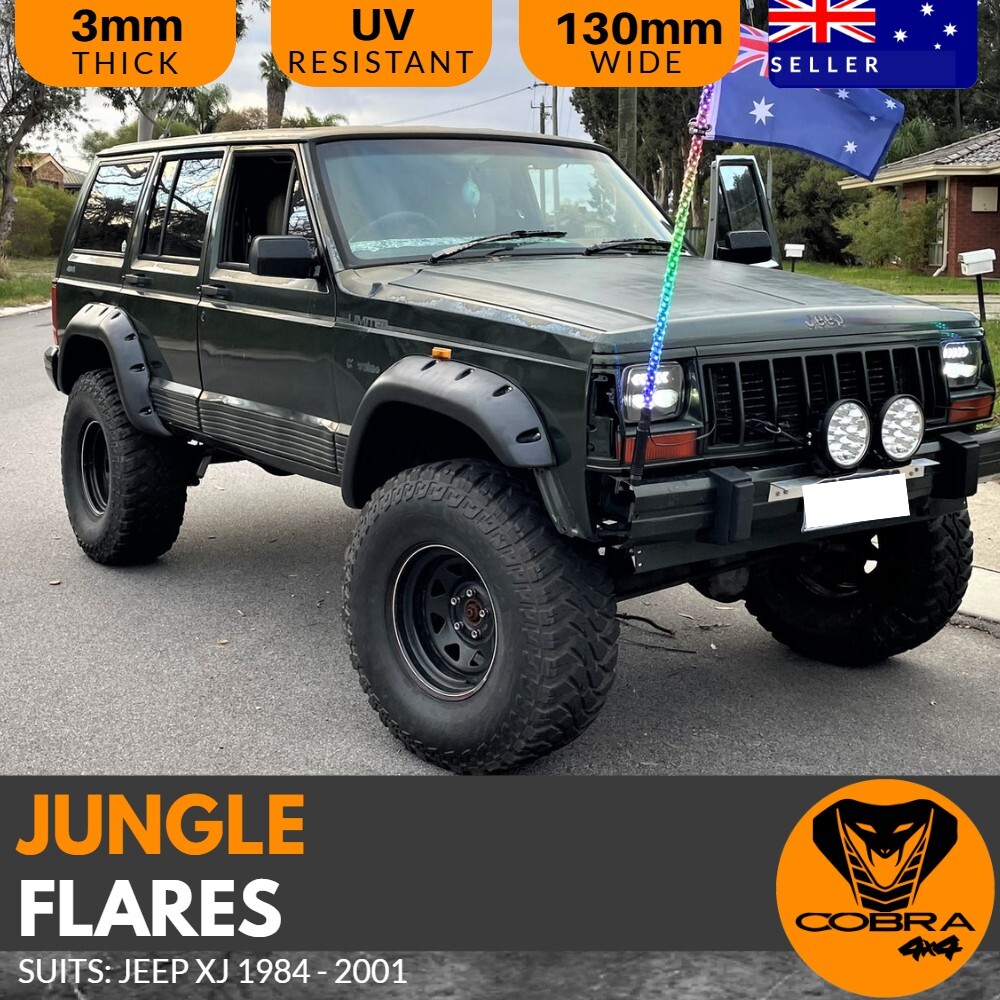 JEEP CHEROKEE XJ 1984-2001 POCKET STYLE MATTE BLACK FENDER FLARES JUNGLE  GUARD