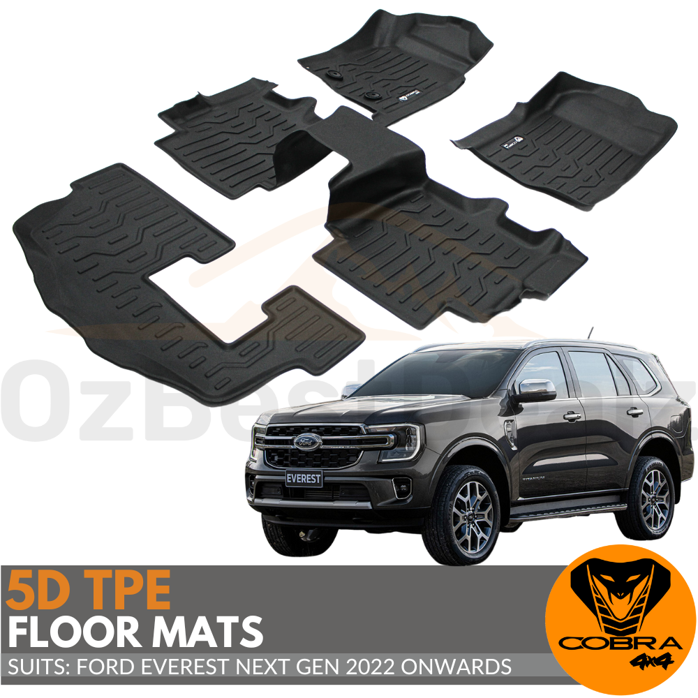 5D TPE Floor Mats Matts Liner suits Ford Everest Next Gen 2022