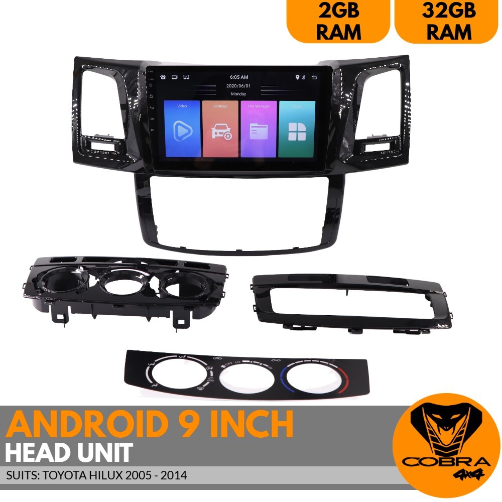 Android 9 Inch Head Unit For Hilux 2005 2014 Video HD GPS Touch Screen Navigation Reverse Camera